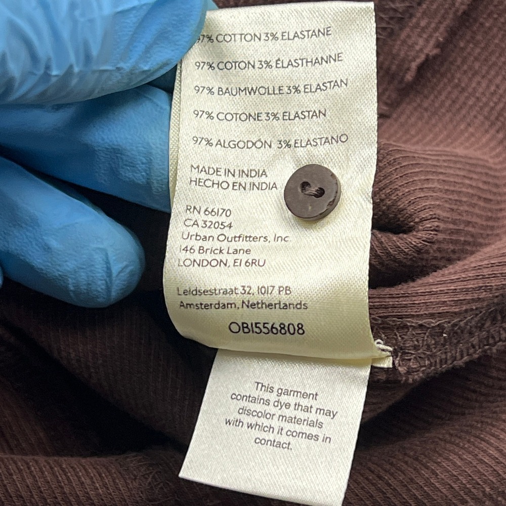 We The Free People Mareea Henley Top Women Small Brown Ribbed Long Sleeve Button - Picture 7 of 10